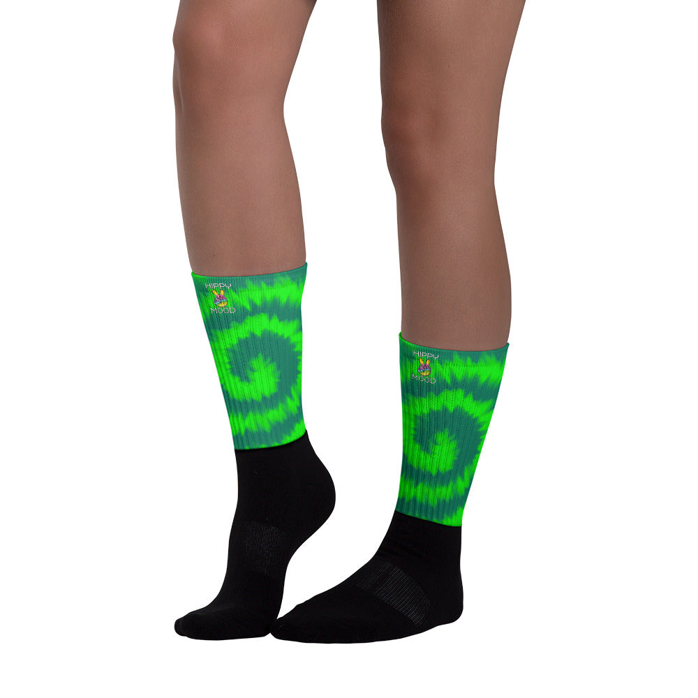 green tie dye crew socks