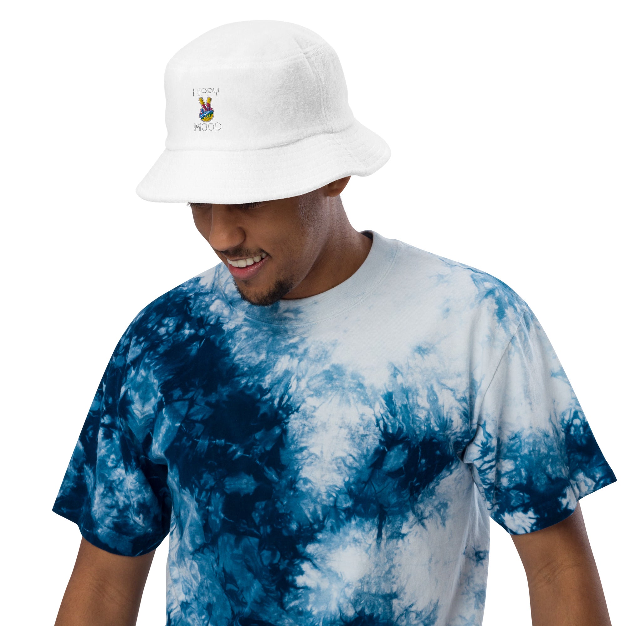 white terry cloth bucket hat 